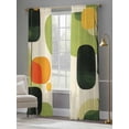 thumbnail image 4 of Abstract Geometric Sheer Curtains 84 Inch Length 2 Panels Set, Green Vintage Art Aesthetic Voile Window Treatment Rod Pocket Curtains Sheers Drapes for Bedroom/Living Room/Kitchen 52"x84"x2, 4 of 7