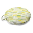 thumbnail image 1 of Abstract Round Floor Cushion with Handle, Illustration of Rhythmic and Geometric Pastel Tones Demonstration, Pillow for Living Room & Dorms, 18" Round, White Yellow and Lime Green, by Ambesonne, 1 of 4