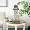 thumbnail image 2 of 9" x 20" Cream Wood Distressed Light House Sculpture with Brown Accents, by DecMode, 2 of 10