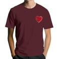 thumbnail image 1 of T-Shirt Graphique pour Homme de la Saint-Valentin avec Imprimé Cœur Pailleté Rouge, Tissu Doux, Tenue Décontractée d'Été et pour Rendez-Vous, Bourgogne, P, 1 of 4