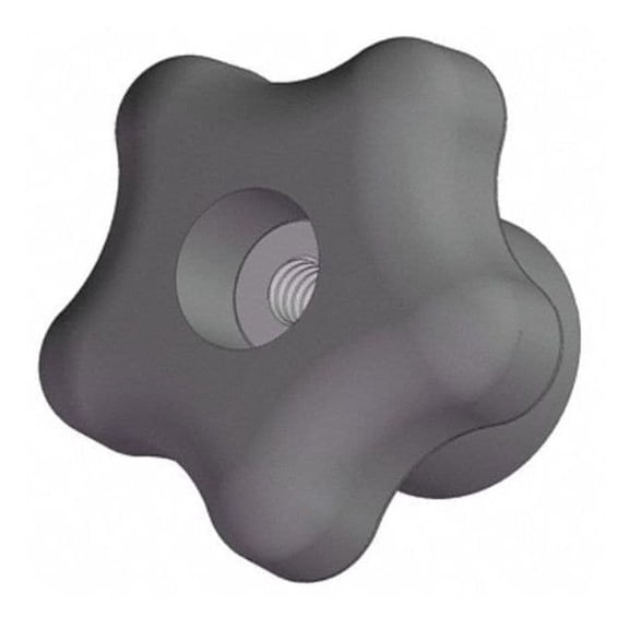 Star Knob, 1/4-20 Thread Size, 1.125"L, Thru Tap, Steel