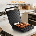 thumbnail image 2 of WHALL 4-in-1 1600W Electric Contact Grill Panini Press Combo, Indoor Griddle Opens Flat to Double Cooking Surface, Removable Non-Stick Plates, Black, 2 of 7