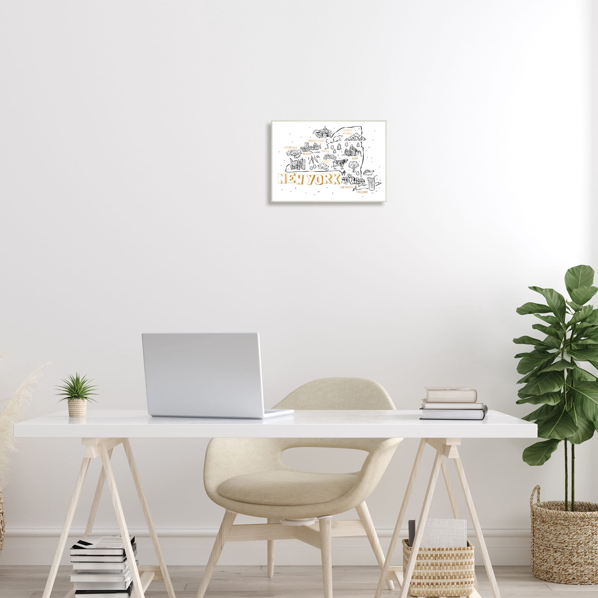Stupell Industries New York Landmarks Text Diagram Glam Accent Wood Wall Art, 15 x 10, Design by Ziwei Li