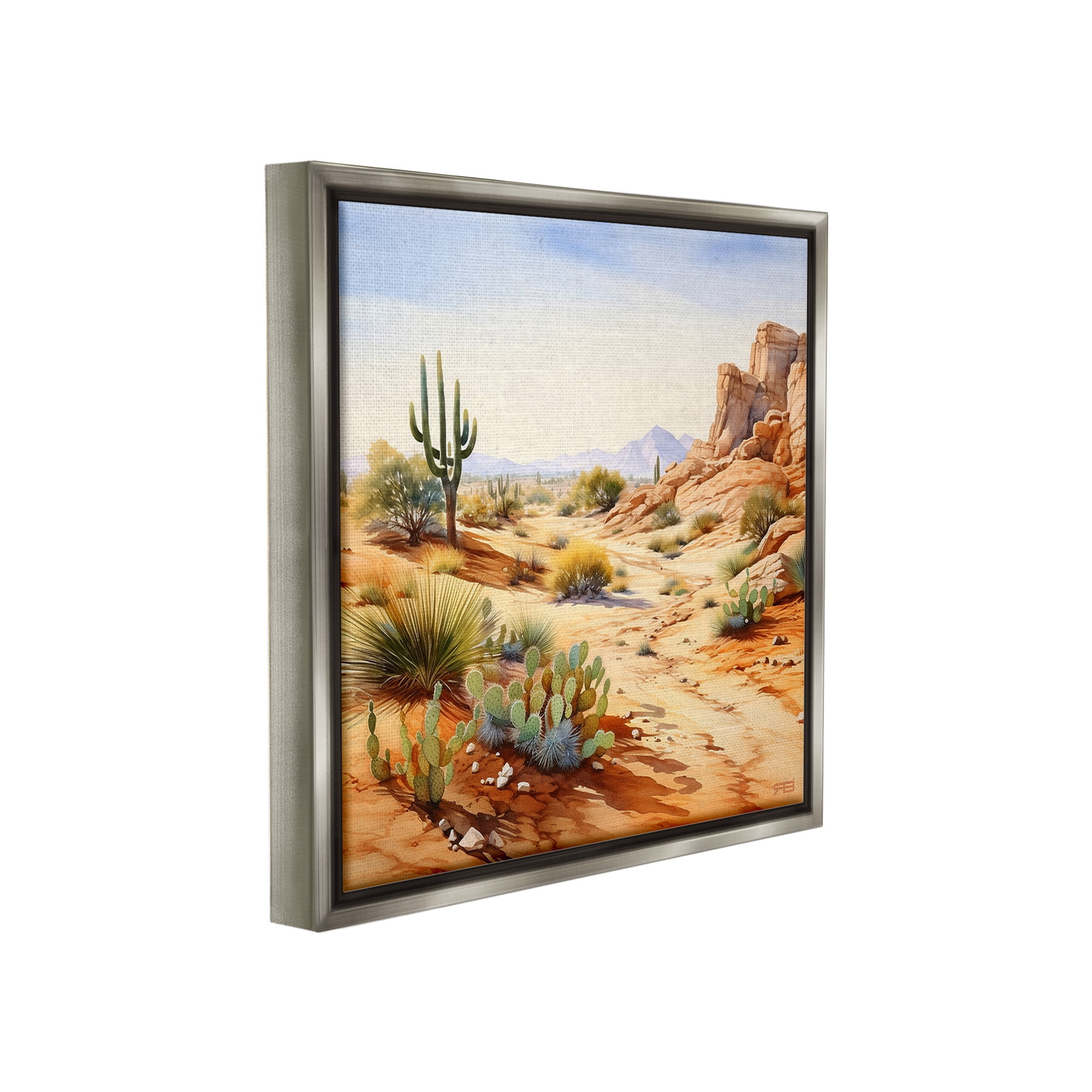 Stupell Industries Scenic Desert Plateau Landscape Painting Gray Floater Framed Canvas Art Print Wall Art, 18 x 18