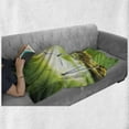 thumbnail image 6 of Windmill Soft Flannel Fleece Throw Blanket, Digitally Generated Photo of Wing Turbines on Grass with Greeen Tone Sky, Cozy Plush for Indoor and Outdoor Use, 50" x 70", Lime Green White, by Ambesonne, 6 of 6