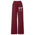 thumbnail image 5 of Cargo Pants Women Elegant Bow Print Casual Wide Leg Sweatpant with Drawstring Loose Sportwear Trousers, 5 of 6