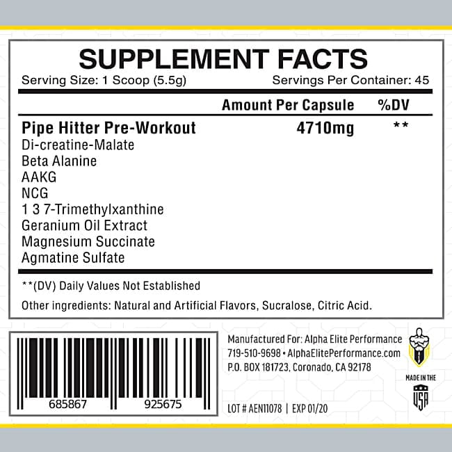 Alpha Elite Pipe Hitter 275 Grams Pre Workout Supplement Pineapple Grenade Walmart Com