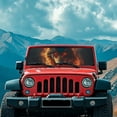 thumbnail image 3 of Uorisanigo Windshield Sun Shade for 2018-2024 Jeep Wrangler JL JLU & Gladiator JT-Blocks UV Rays Sunshades Heat Shield, Fire Wolf Print Car Sun Shade Keep Your Vehicle Cool, 3 of 7