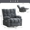 thumbnail image 3 of JONPONY Recliner Chair, Swivel Rocker Recliner Chair for Adults, Upholstered Manual Recliner with Side Pockets,Elderly Single Rocker Sofa with Cup Holders for Bedroom Home Theater,Blue, 3 of 14