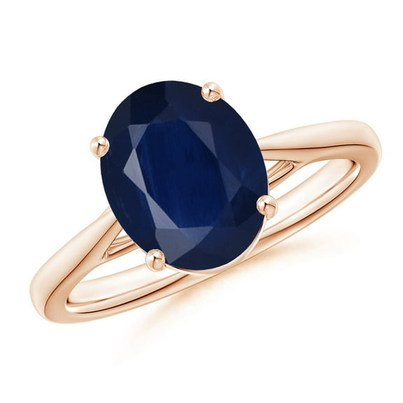 ANGARA Natural 3.3 Ct Prong-Set Oval Sapphire Cathedral Solitaire Ring in 14K Rose Gold for Women (Size-10x8mm) | September Birthstone, Anniversary, Jewelry Gift for Women | Natural Sapphire Ring
