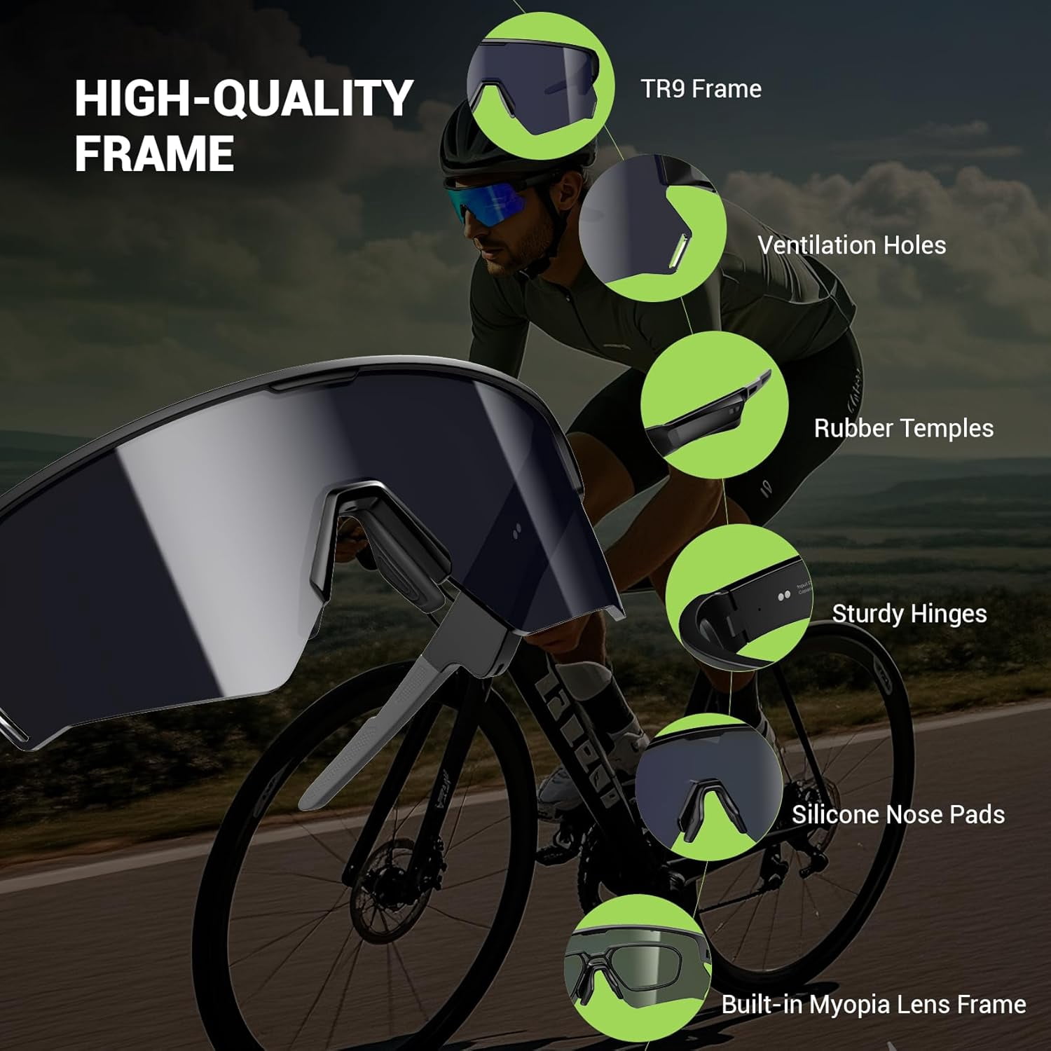 Blackview AI Smart Audio Sunglasses with Bluetooth: Polarized Sports Glasses for Men & Women, Built-in Speaker & Mic, Voice Control, UV400 Protection for Cycling Running Driving