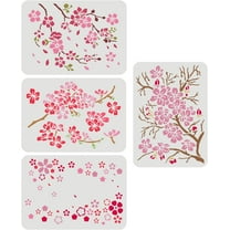 1 set 4pc Cherry Blossom Branch Stencils - 11.7x8.3 inch Plastic Floral Flower Pattern Stencils Set for DIY Home Decor on Wood Floor Wall