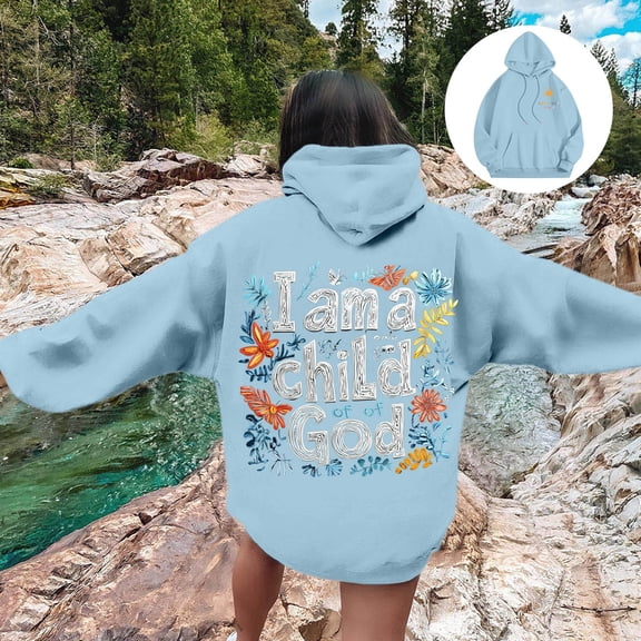 Womens Hoodies Sweatshirts Featuring Cozy Autumn/Winter Print Design Hoodie for Women Blue S