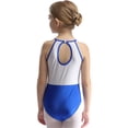 thumbnail image 3 of CHICTRY Kids Girls Sleeveless Striped One Piece Gymnastics Leotard Tumbling Bodysuits Dancewear Royal Blue 10, 3 of 6