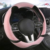Fluffy Steering Wheel Cover, Cute Fuzzy Steering Wheel Cover Soft Universal 15 Inch, Pink