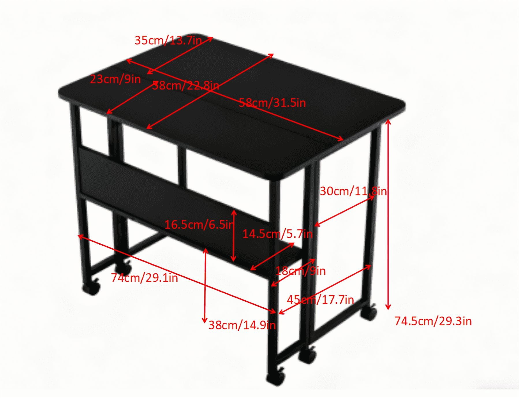 Small Folding Desk with Sturdy Structure, 31.5" x 22.9" x 29.5" Portable Computer Table, Space-Saving Design for Study Bedroom Living Room Office