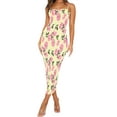 thumbnail image 1 of FOCUSNORM Robe Longue Femmes Bretelles Spaghetti Imprimé Fleurs Plissée Slim Fit Robe Moulante pour Cocktail de Fête, 1 of 6