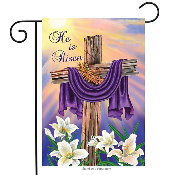 Easter Cross Garden Flag Religious He Is Risen Briarwood Lane 12 5