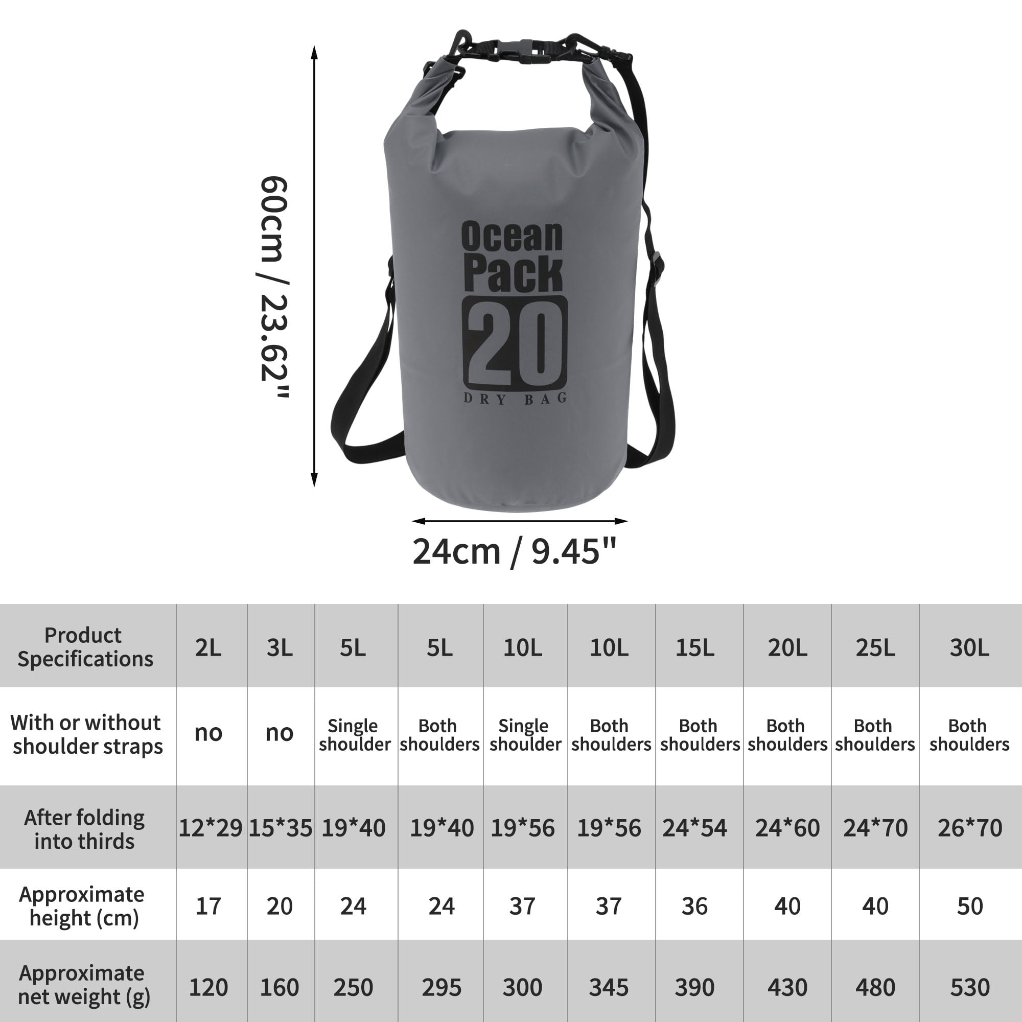 Unique Bargains Durable Waterproof Dry Bag Grey Pattern 3
