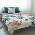 thumbnail image 4 of Blue Coastal Blanket Soft Cozy Warm Twin Blanket for Bed, Plush Fuzzy Flannel Fleece Blankets for Sofa, Summer Beach Coral Shell Starfish Seahorse Throw Blankets for Couch, Gifts for Men, 60"x80", 4 of 9