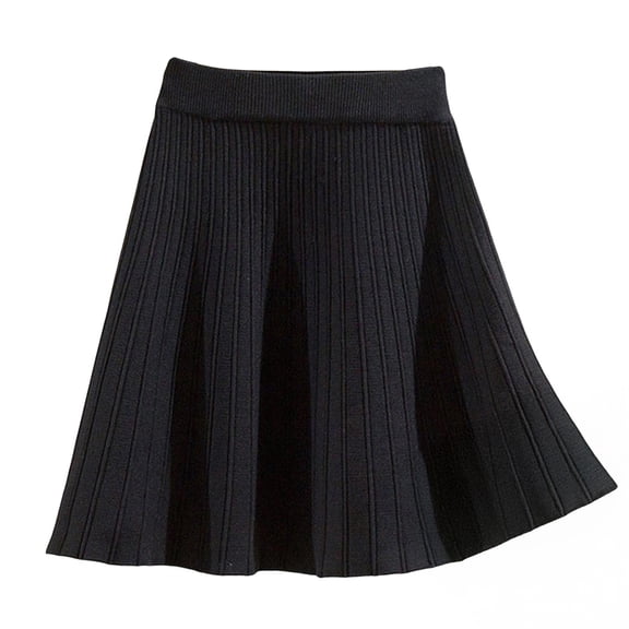 Quixlent Skater Skirt Solid Color High Waist Women A-Line Skirt Large Hem Design Autumn Winter Mini Skirt Daily Wear