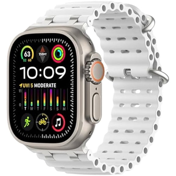 Ocean Band Compatible with Apple Watch Ultra 3/2/1 49mm, Upgraded Silicone Sports Bands 46mm 45mm 44mm for Men Women, Series 11/10/9/8/7/6/5 SE3/2/1 Breathable Strap with Metal Connector