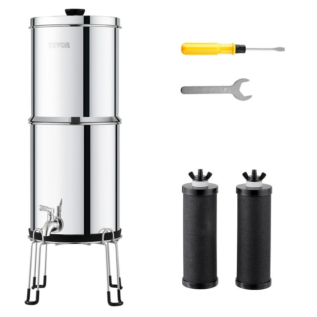 Système de Comptoir avec Filtre à Eau à Gravité 2,25 g en Acier Inoxydable 2 Filtres