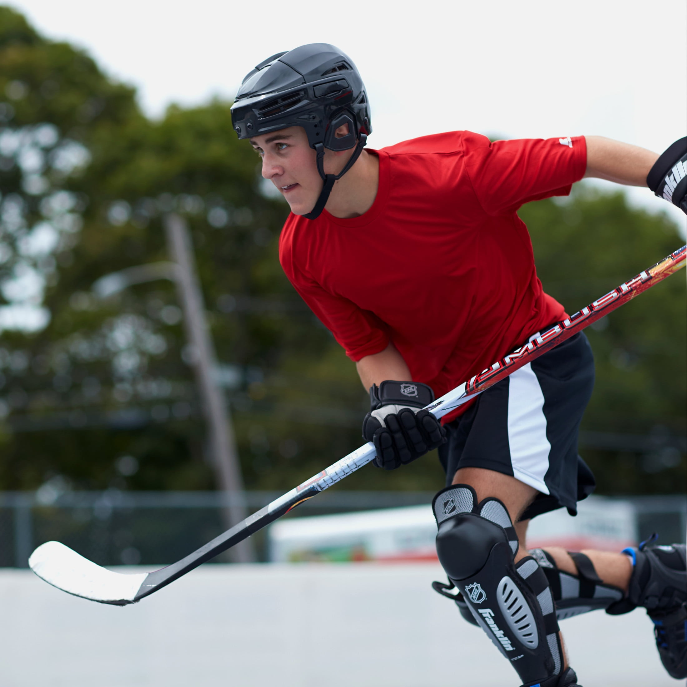 Franklin Sports Street Hockey Sticks - Ambush Junior Street Hockey Stick - Wood and Fiberglass Shaft - ABS Blade - One Piece Stick - 58" Right Handed
