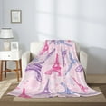 thumbnail image 4 of Pink Eifel Tower Paris Theme Throw Blanket Ultra Soft Warm All Season Decorative Fleece Blankets for Bed Chair Car Sofa Couch Bedroom 50"X40", 4 of 6