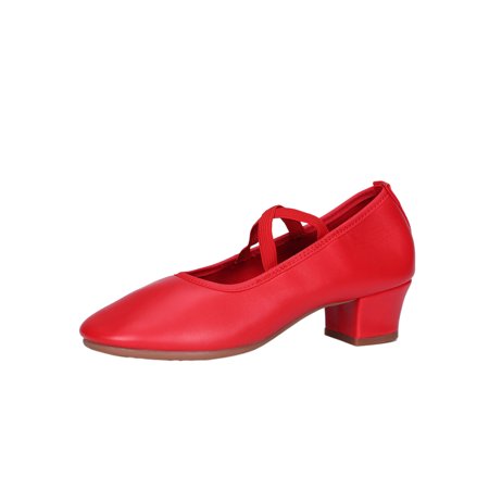 

Harsuny Womens Latin Dance Shoes Low Heel Party Wedding Pump Shoes Leather Red 5