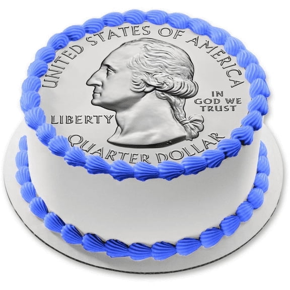 US Quarter Edible Icing Image Cake Topper, by Tnct.
