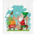 thumbnail image 2 of Ambesonne Garden Scene Shower Curtain, Funny Gnome and Barrow, 69"Wx75"L, Seafoam Vermilion Green, 2 of 4