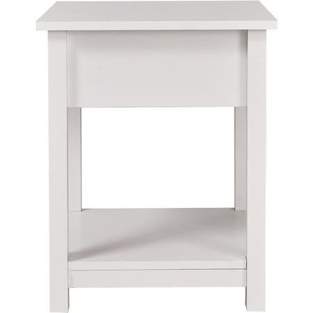 Click Decor - Traditional Wood 1-Drawer Night Stand - White
