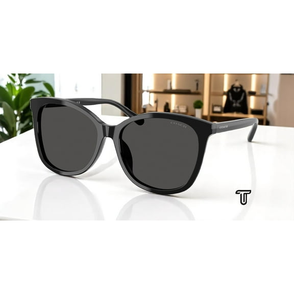 Coach HC 8271U Plastic Womens Square Sunglasses Black 57mm Adult