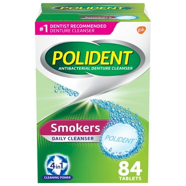 Polident Smokers Denture Cleanser Tablets - 84 Count, for Adults
