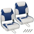 thumbnail image 2 of Edtara Folding Boat Seats, 2 Pack Low Back Design In Black, Features Thickened Sponge Padding, Waterproof Pvc Leather, Stainless Steel Screws, Ideal Captain Chairs for Fishing or Speedboat Use, 2 of 7