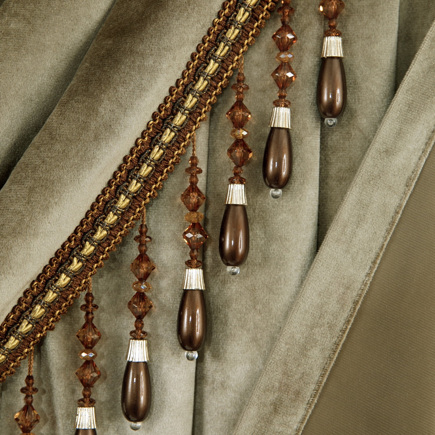 VOGOL Vintage Style Waterfall Valance Curtains, Velvet Window Treatment with Tassels, Light Filtering Decorative Drapes for Living Room, 59 inches Wide, Brown