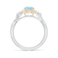thumbnail image 2 of Angara Natural 1 Ct. Aquamarine with Diamond Halo Ring in 14K White & Yellow Gold for Women (Ring Size: 11.5), 2 of 10