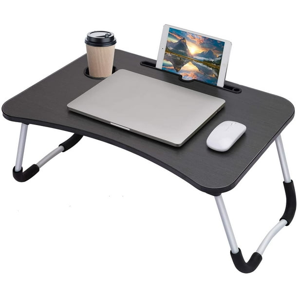 Table de Lit Portable, avec Porte Gobelet Bureau Petit déjeuner
