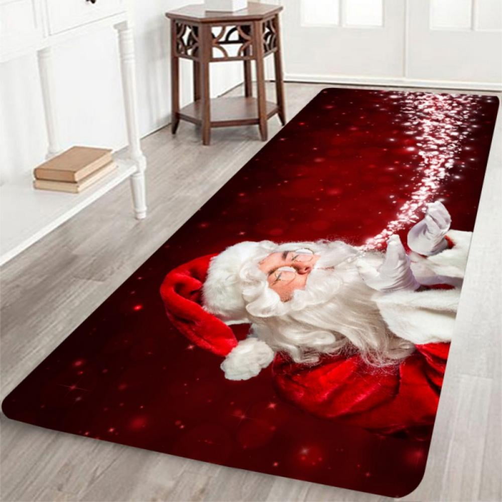 Bathroom Entrance Absorbent mat HUANGJ Santa New Year 2021 Flannel in and Out Welcome mat Non-Slip Indoor and Outdoor Carpet 15.7 X 23.5 inches 