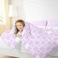 thumbnail image 4 of Homewish Classic Geometric Plaid Full Size Comforter Sets,Cute Cartoon Flower Bedding Comforter Set,Purple White Checkered Bedding Sets For Boys Kids,Super Cozy Room Decor Reversible,3pcs, 4 of 8