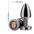 thumbnail image 5 of Rear Assets Petite Aluminum Anal Plug, Gunmetal/Rainbow, 5 of 5