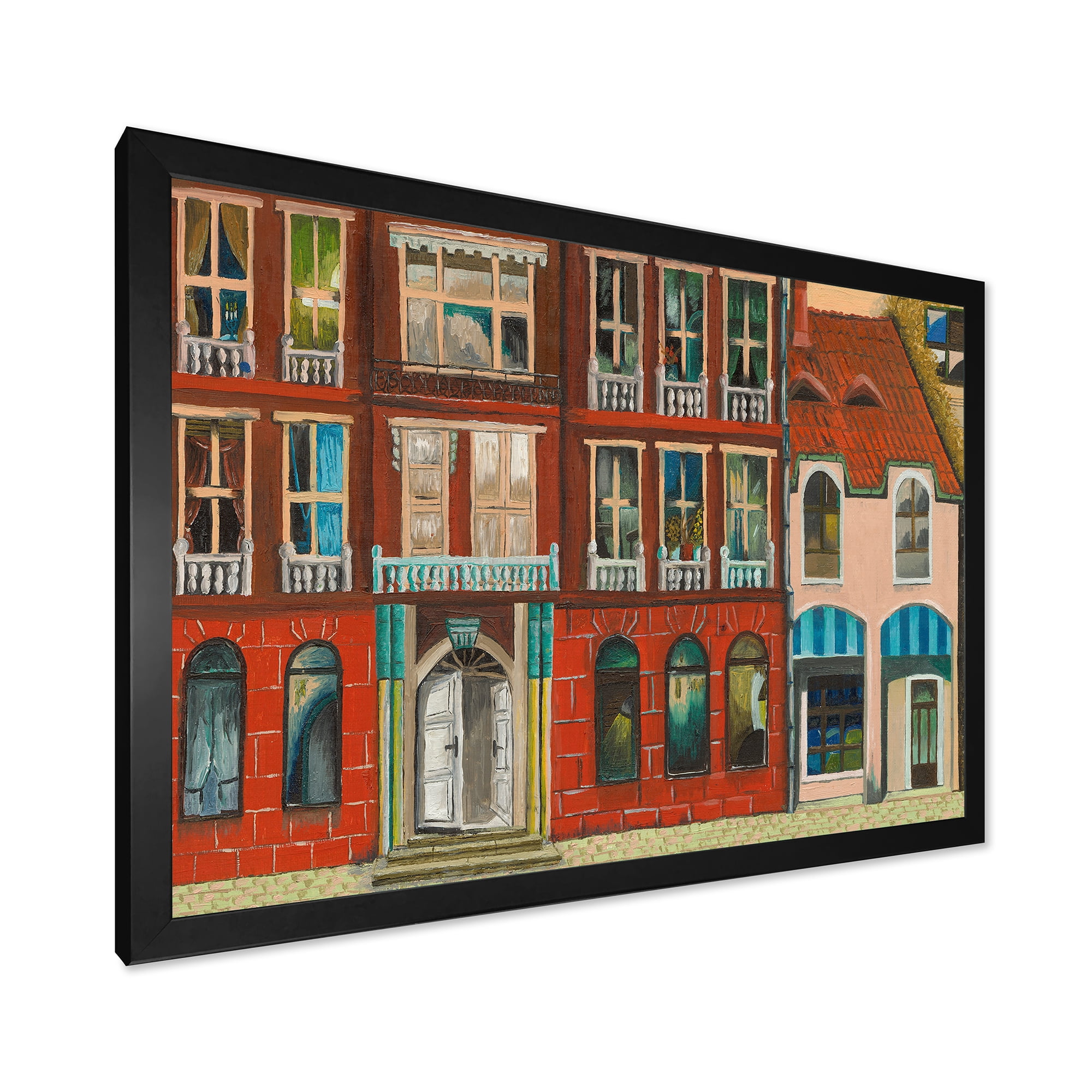 Designart 'Vintage Red Facade of Shop In Paris I' French Country Framed Art Print