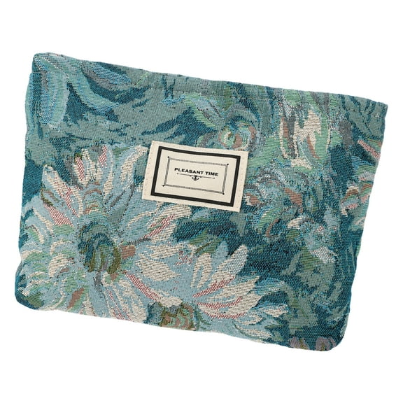 Floral Makeup Bag Zipper Flower Cosmetic Pouch Aesthetic Women Cosmetic Bags Coin Purse for Brushes Blue