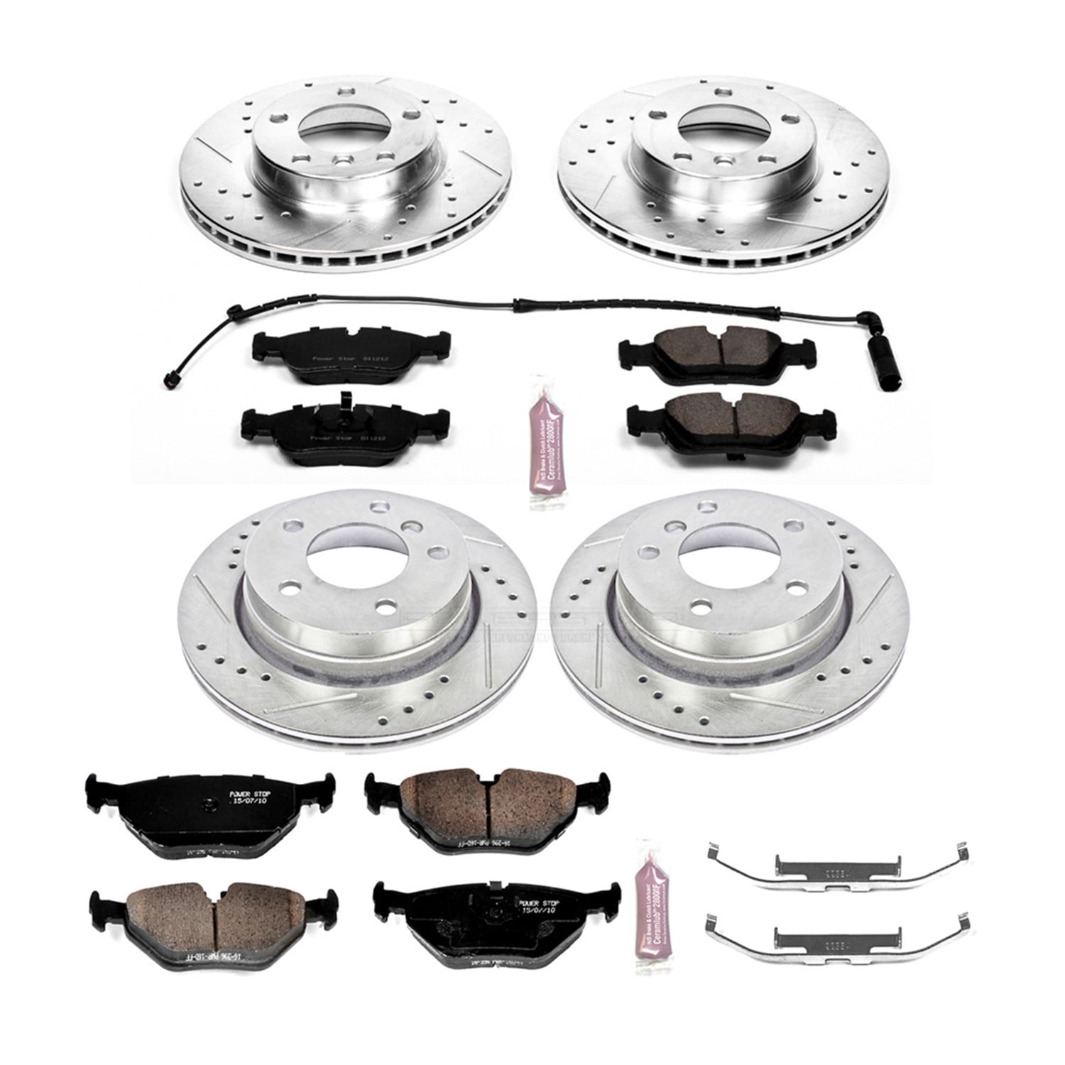 PowerStop Front and Rear Z23 Evolution Sport Carbon-Fiber Ceramic Brake Pad and Drilled & Slotted Rotor Kit Fits: BMW Select Models K507