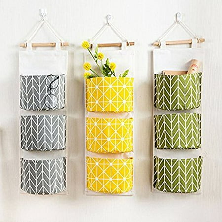 Meigar 3 Grids Wall Mounted Storage Bag Over The Door Organizer