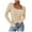 Beige, variant on Women Summer Tops Autumn And Winter Sexy Long Sleeved Crop Top Square Collar Basic Slim Fit T Shirt Woman Dark Blouse V plus Size Shirts round Neck Tee Womens V Neck Long Sleeve Tops Shirt White M