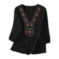 thumbnail image 5 of Black Shirts for Womens 3/4 Sleeve Fall Slim Fit Basic Shirt Layer for Office, 5 of 6
