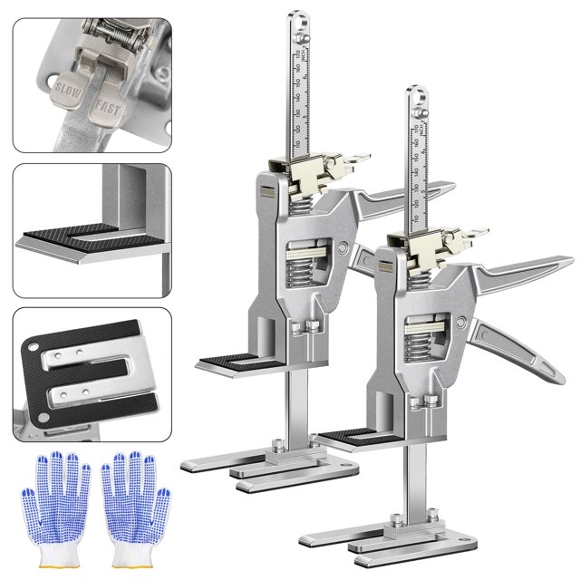 Raynesys Labor Saving Arm Jack 2 Pack, 12 Inch All-Metal Hand Lifting Jack Tool, Precise Control Slow/Fast Descent, 440LBS Capacity Wall Tile Locator