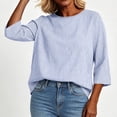 thumbnail image 5 of ThriftyPlait Casual Striped Tops for Women Cotton Crewneck 3/4 Sleeve T-Shirt Loose Slimming Drape Tunic Comfy Layering Everyday Office Knit Tops, 5 of 6